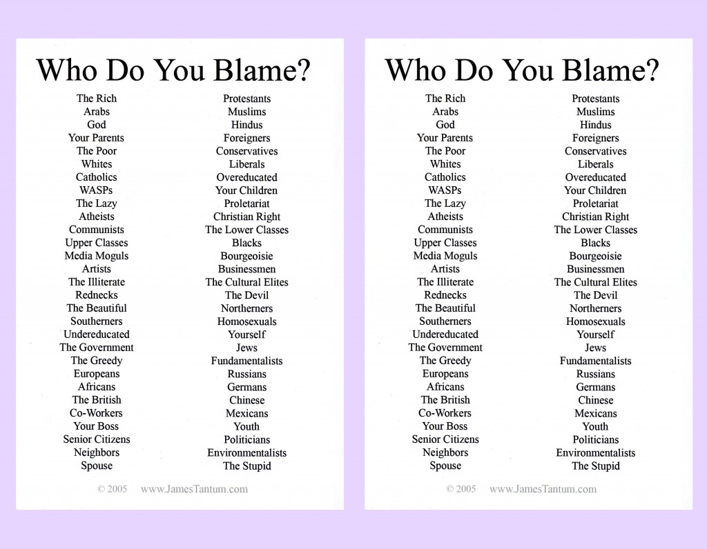 Who do you Blame postcard
